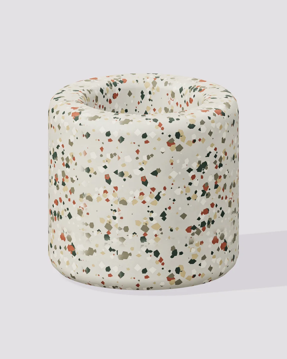 Soft terrazzo rendered as a 3D material study