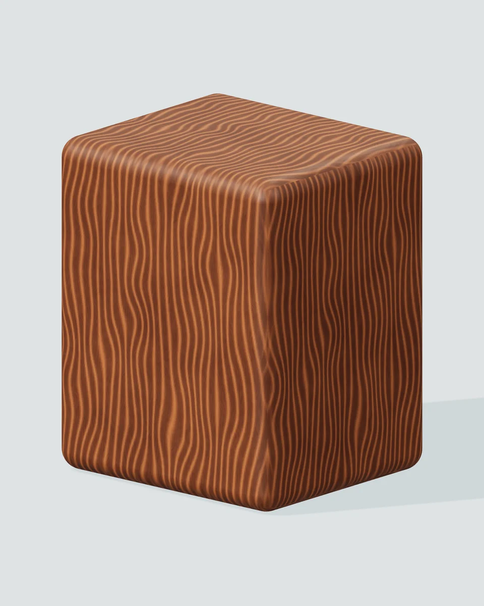 Warm walnut rendered as a 3D material study